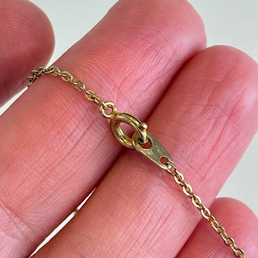 Vintage Gold Tone Necklace Black Bar Starburst Etched Pendant Mid Century Dainty